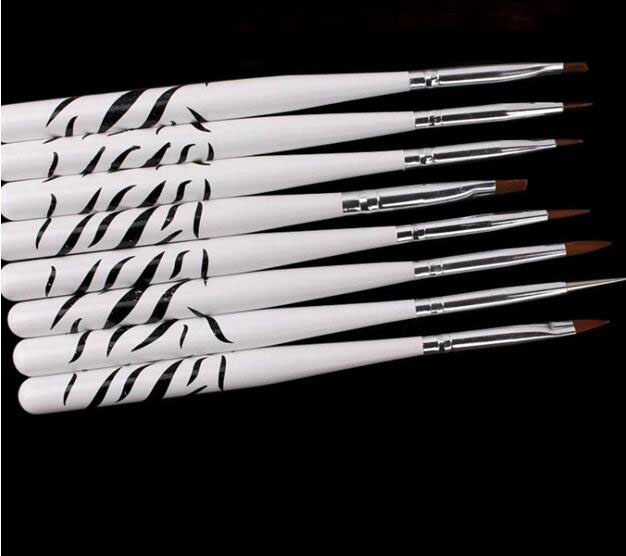 Nail Art Zebra Design - 8 Pcs/Set Nail Art Design Brush