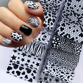 Nail Art Zebra Design - 10pcs Mixed Pattern Nail Transfer Foil