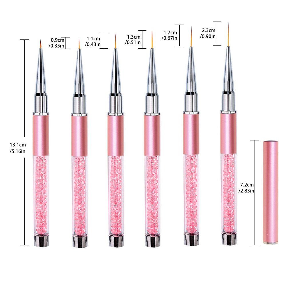 Nail Art Brush Set - 6pcs/Set Acrylic French Stripe Nail Art