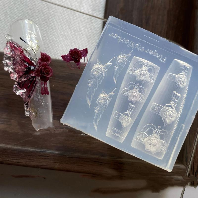Nail Stamping Plate - New3D Silicone Nail Mold Rose Bow