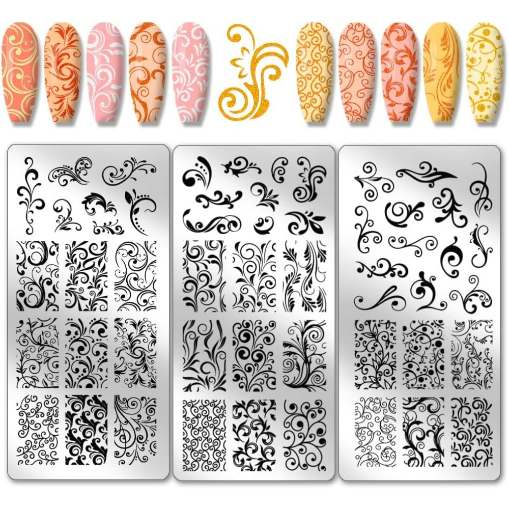 3pcs Swirl Pattern Nail Art Te - đánh giá và giá Nail Stamping Plate