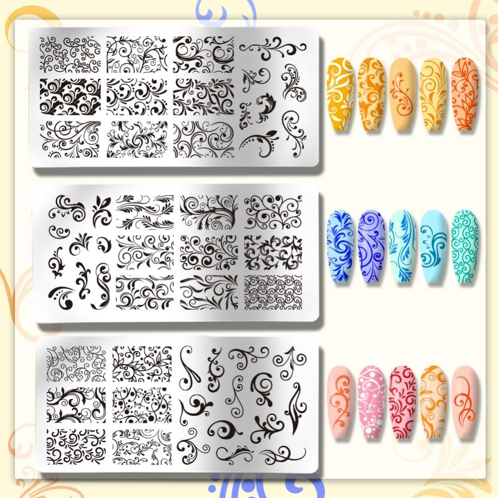 3pcs Swirl Pattern Nail Art Te - đánh giá và giá Nail Stamping Plate