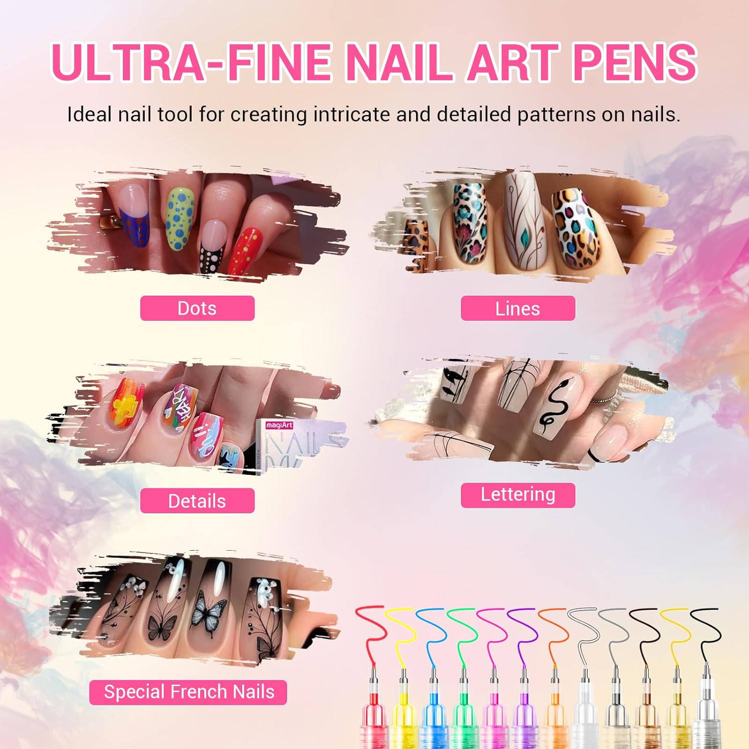 12-Color Nail Art Pen Set, Nai - đánh giá và giá Nail Art Brush Set