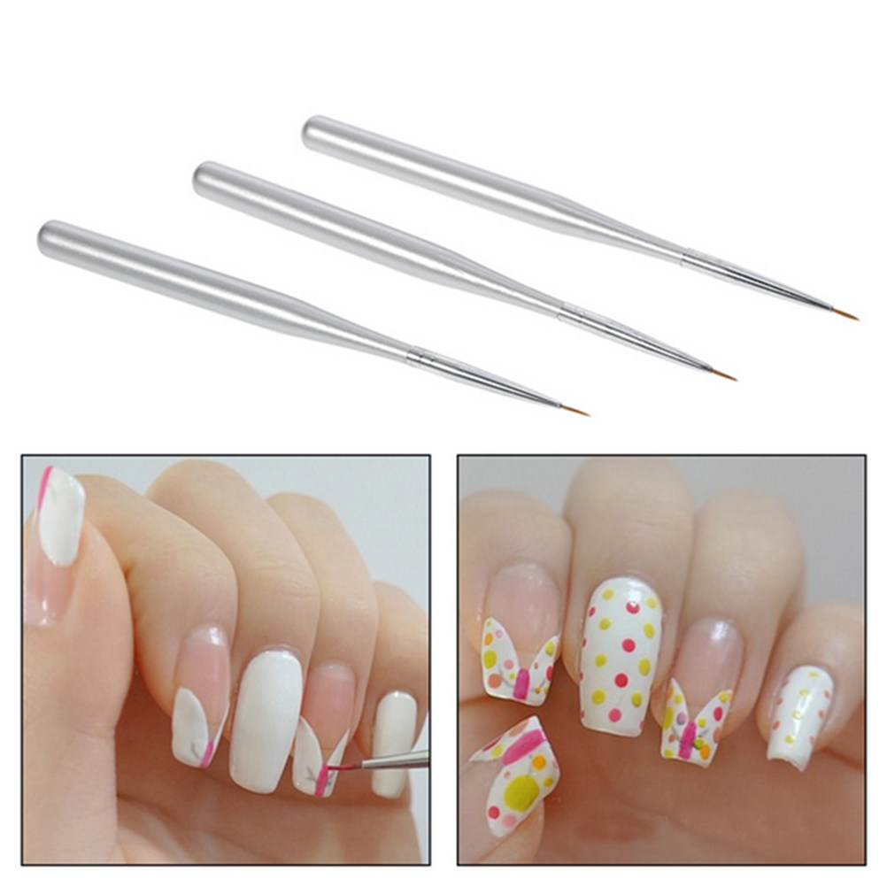 3Pcs Nail Art Liner Pen Set Di - đánh giá và giá Nail Art Brush Set