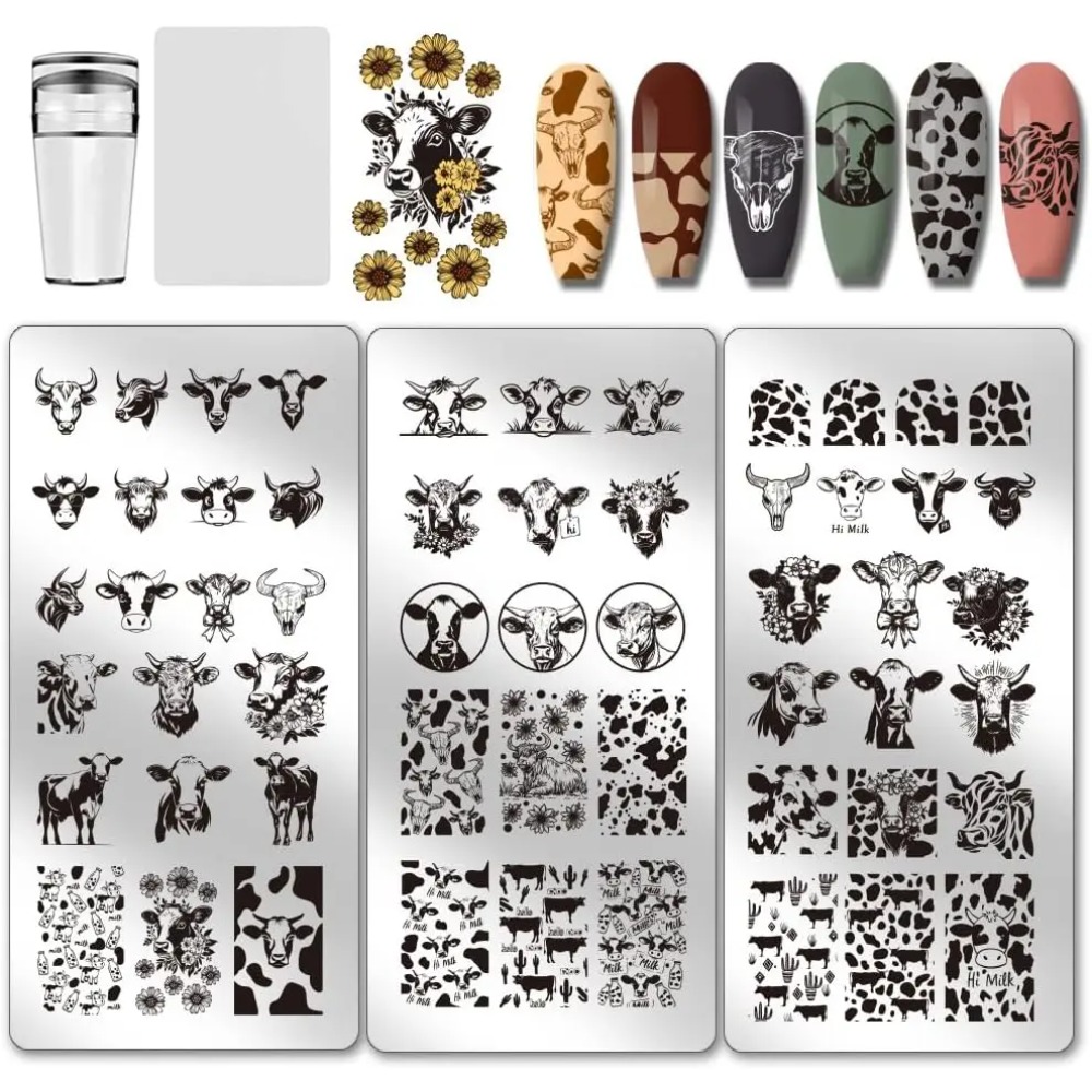3pcs Cow-Theme Nail Stamping P - đánh giá và giá Nail Stamping Plate