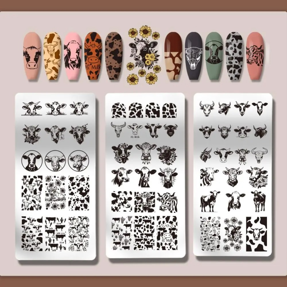 3pcs Cow-Theme Nail Stamping P - đánh giá và giá Nail Stamping Plate