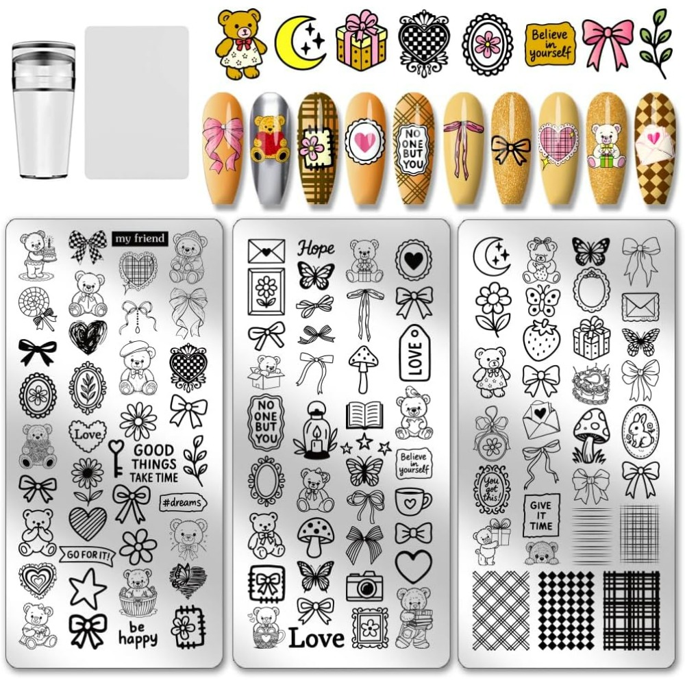 3pcs Cute Bear Nail Stamping P - đánh giá và giá Nail Stamping Plate