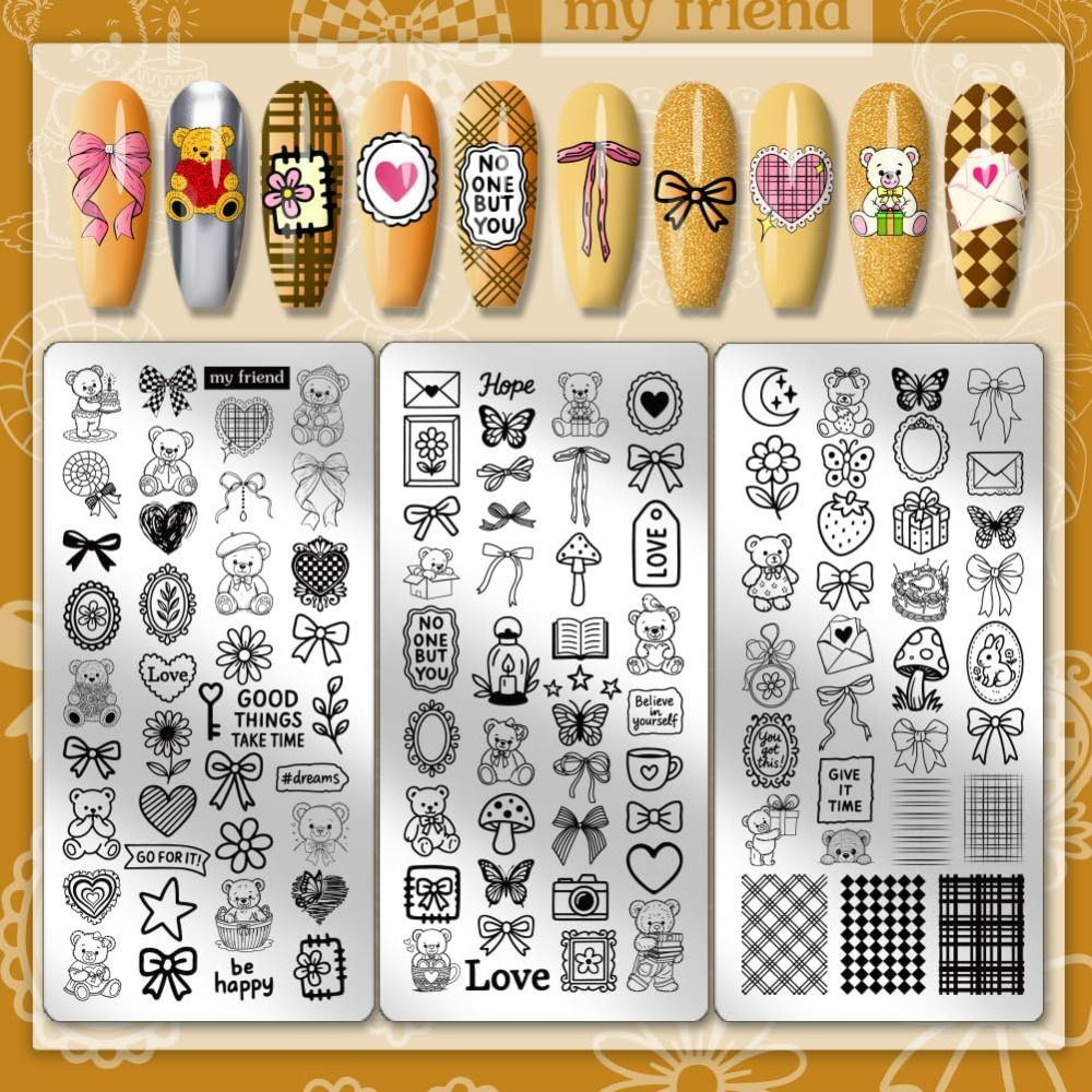 3pcs Cute Bear Nail Stamping P - đánh giá và giá Nail Stamping Plate