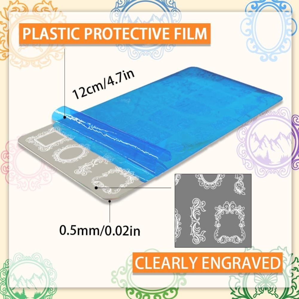 3pcs Vintage Picture Frame Nai - đánh giá và giá Nail Stamping Plate