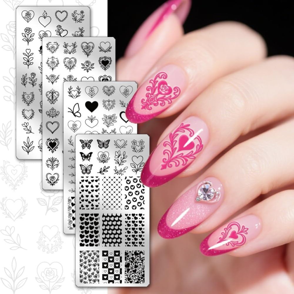 4pcs Heart Nail Stamping Plate - đánh giá và giá Nail Stamping Plate