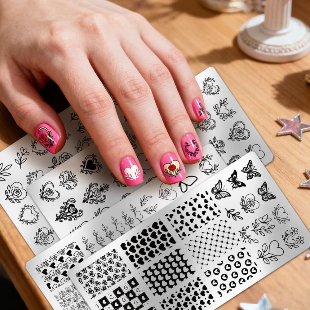 4pcs Heart Nail Stamping Plate - đánh giá và giá Nail Stamping Plate