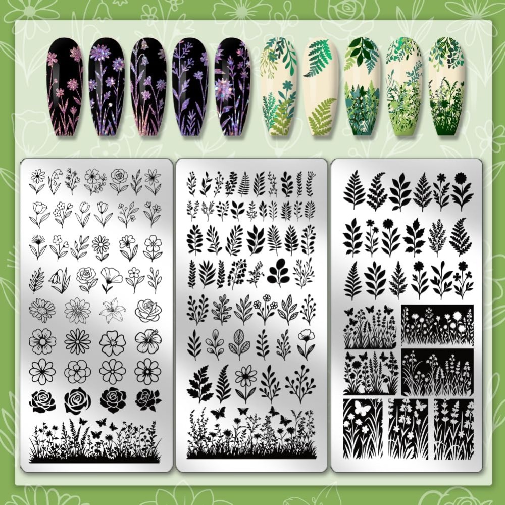 3pcs Flower Leaf Nail Stamping - đánh giá và giá Nail Stamping Plate