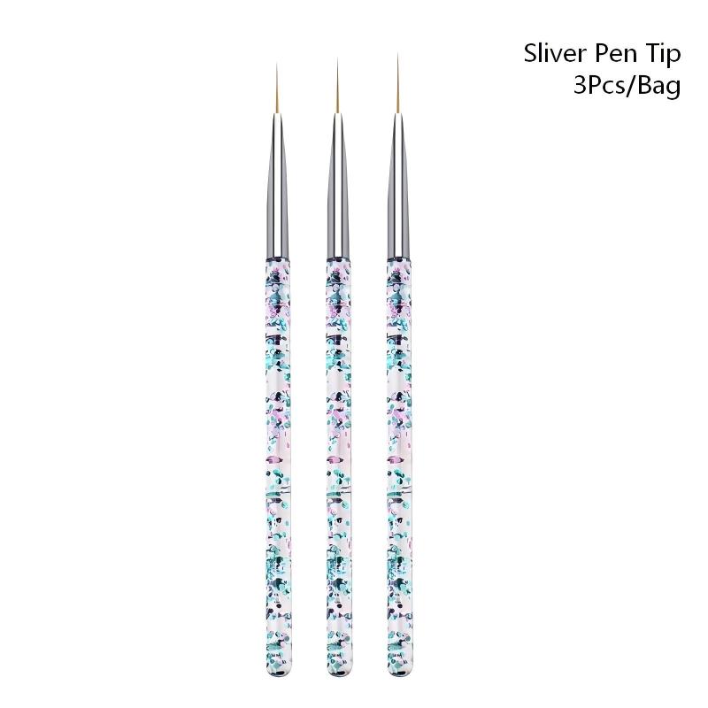 3PCS/Set Transparent Flow Sand - đánh giá và giá Nail Art Brush Set